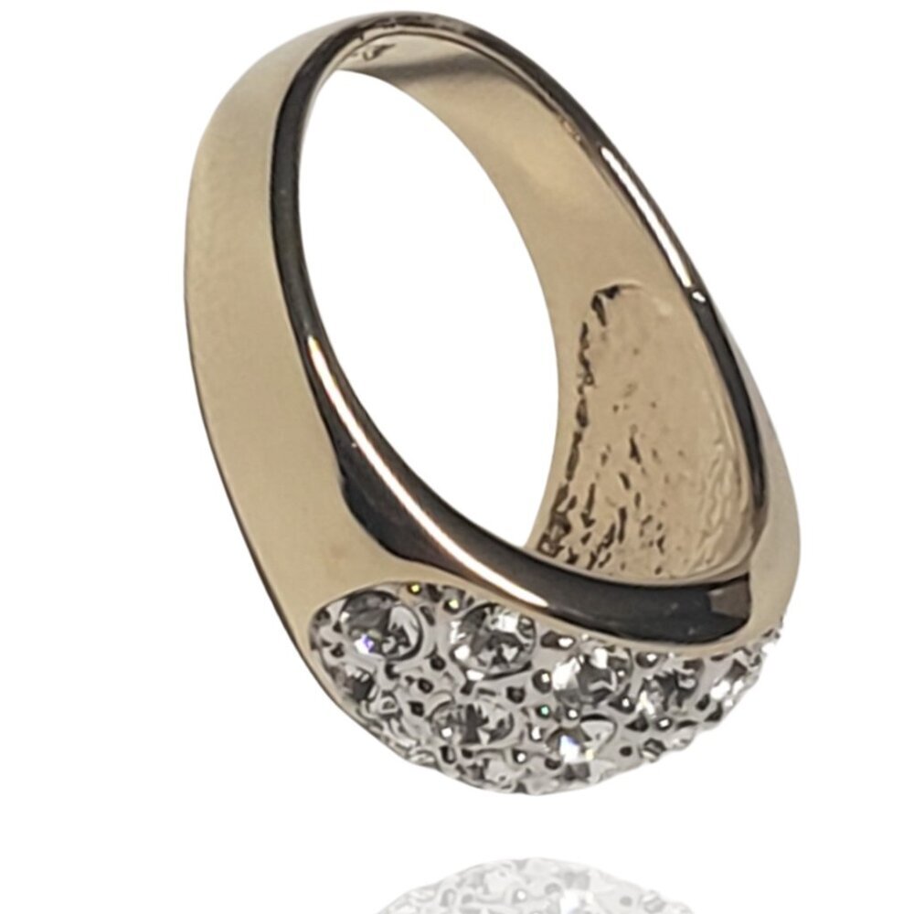 Camille Lucie Ring for Women, Simple Pave of Clear Crystals on Plated Gold - Picture 6 of 6
